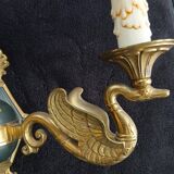 Rare wall sconce in bronze, Empire style, swan.