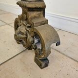 Paire de chenets en fonte et bronze argenté