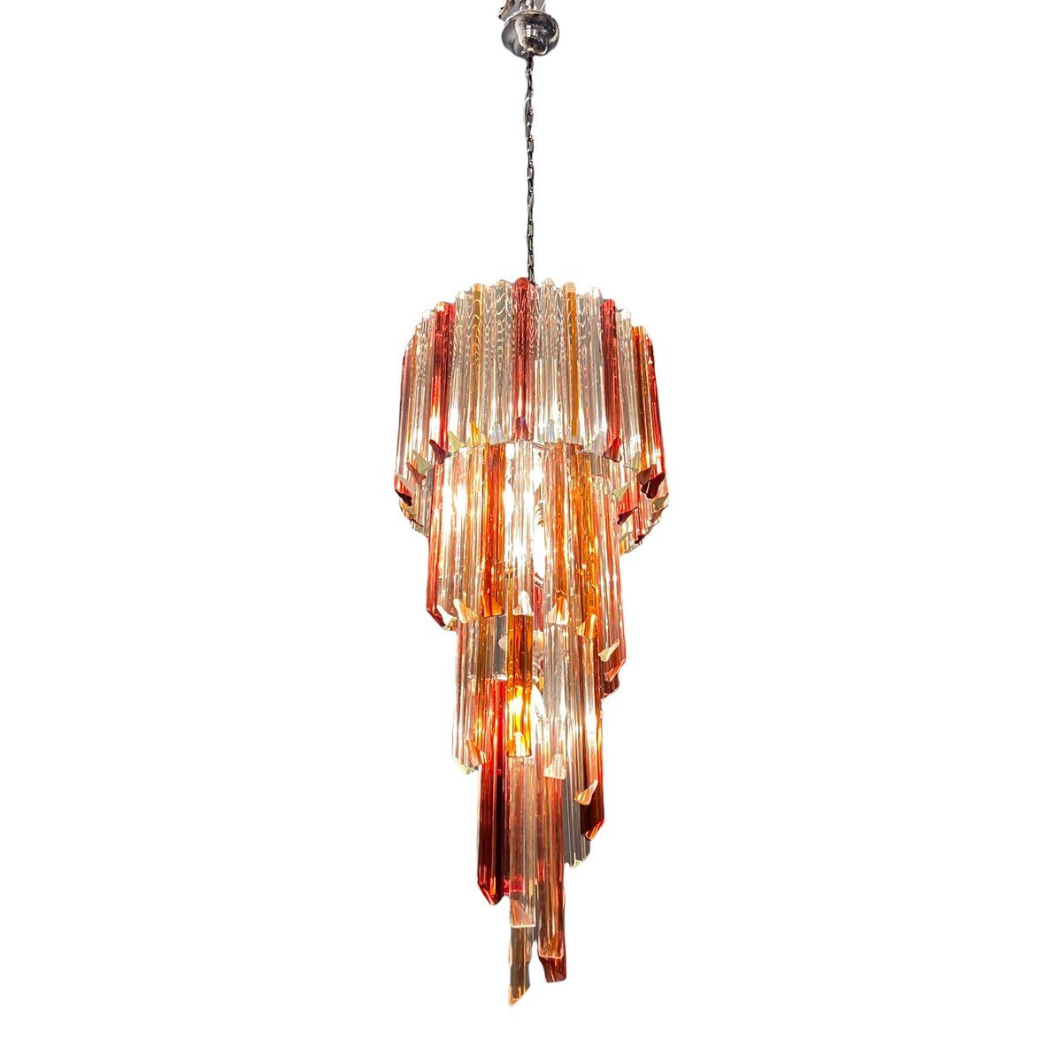 Italian Murano Glass Prism Spiral Chandelier