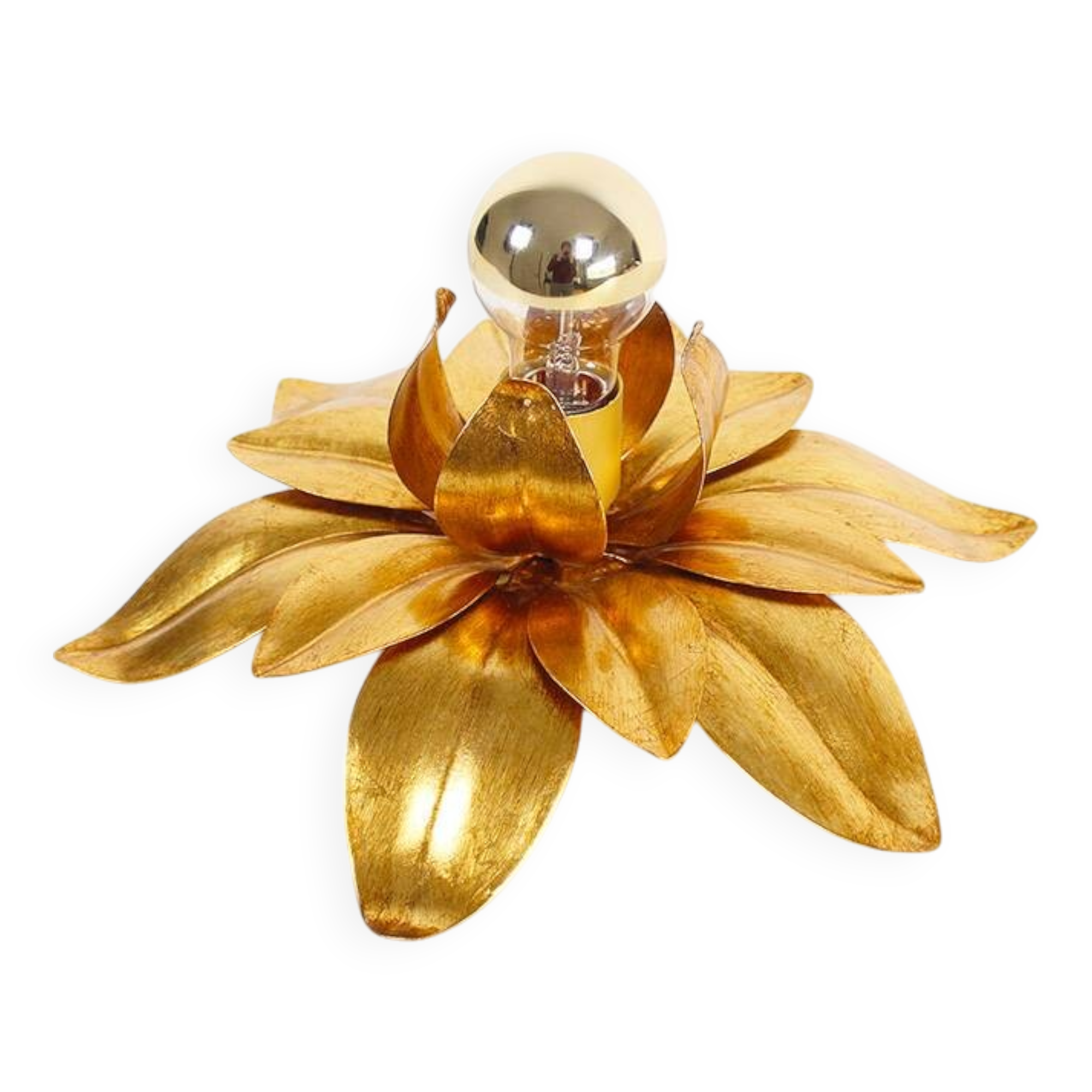 Medium sized gilded vintage florentine flush mount light