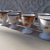 Vintage Japanese porcelain 8 egg cups with maple decor