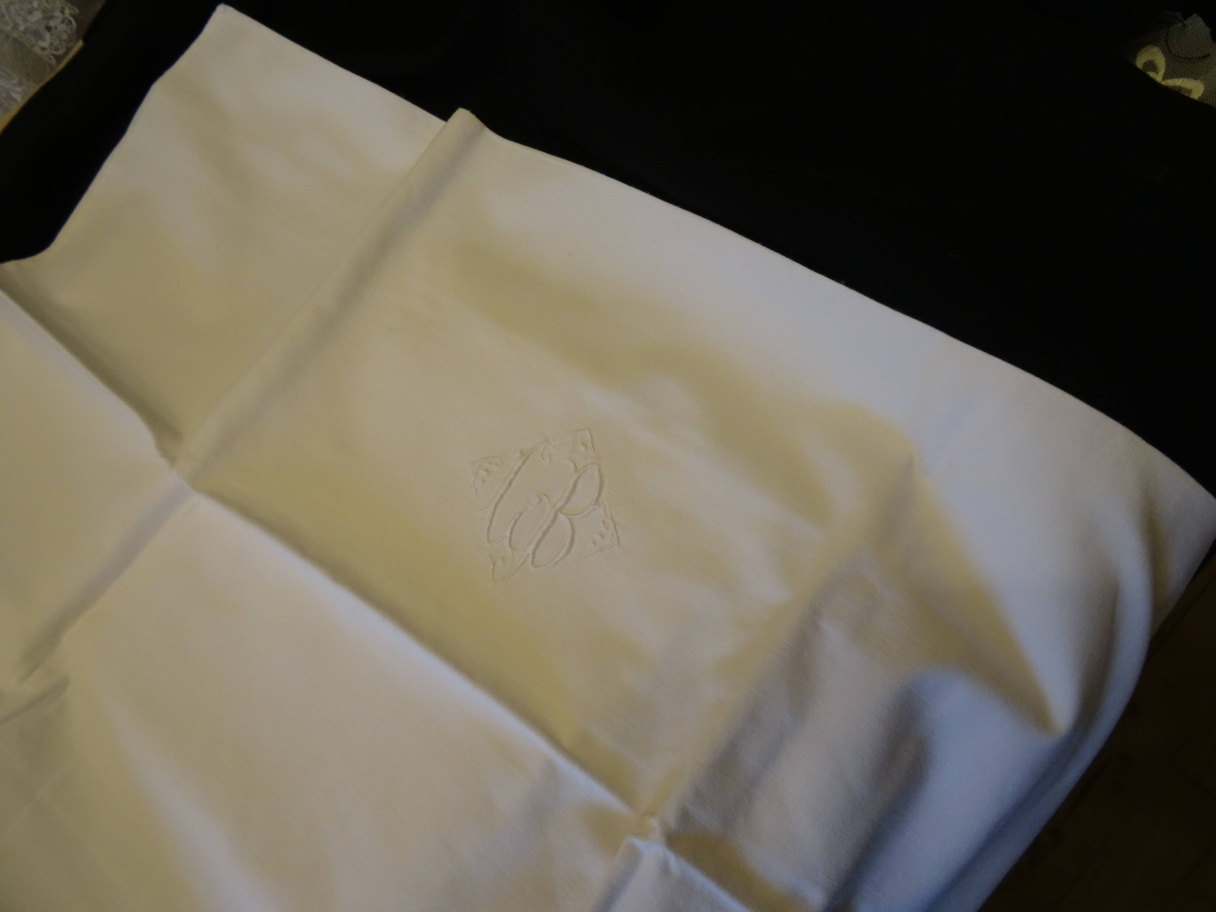 Pair of pillowcases monogrammed CB