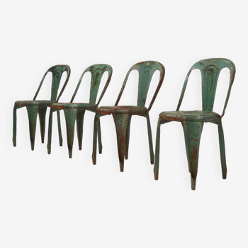 Ensemble de 4 chaises vintage originales Tolix modèle A, France 1950