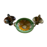 Cup and two baskets glazed sandstone pottery lacourbas with old issoire