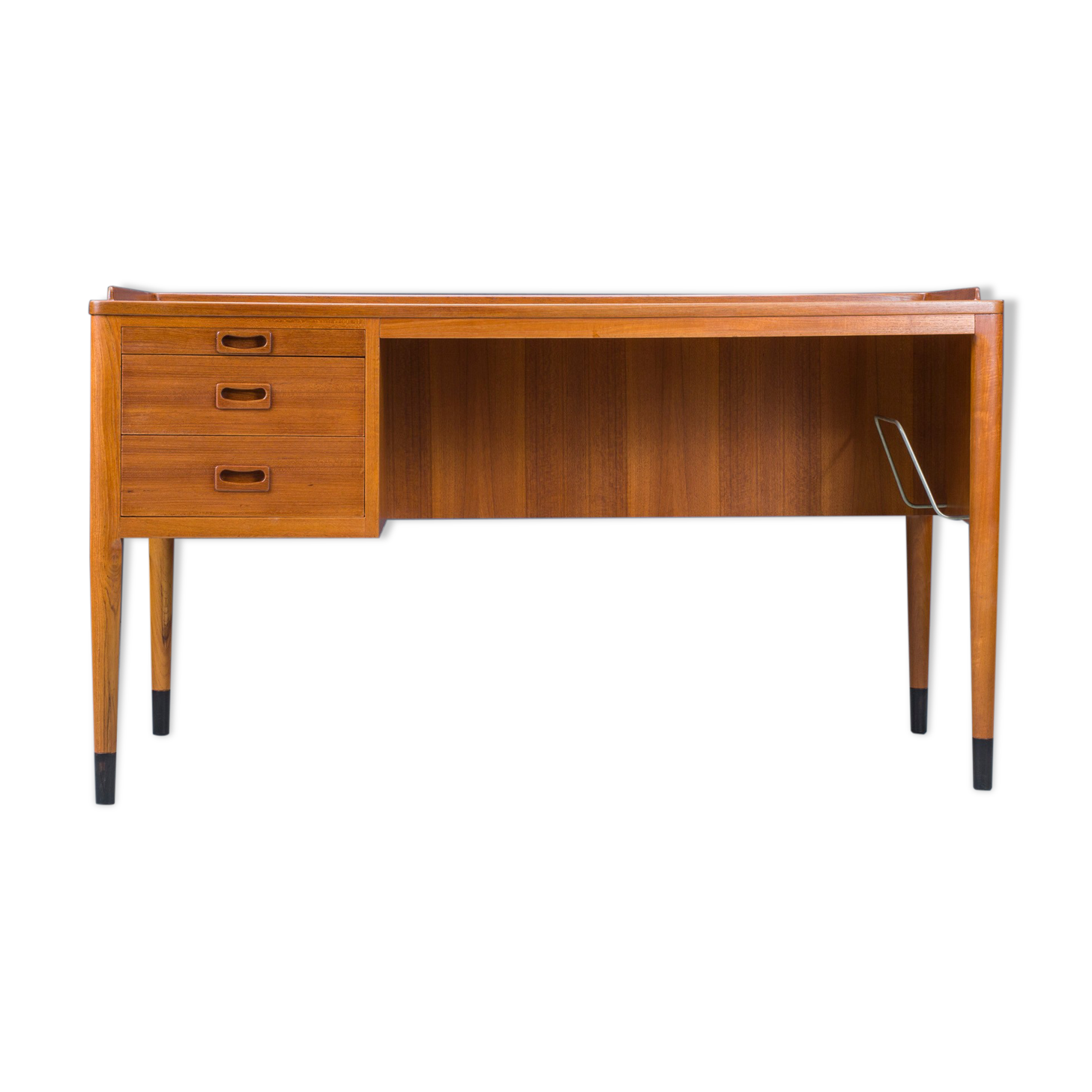 Asymmetrical Mid-Century Teak Desk with Bar, 1960s