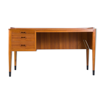 Asymmetrical Mid-Century Teak Desk with Bar, 1960s