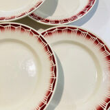 5 earthenware plates burgundy décor, kitchen