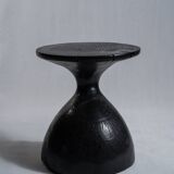 Solid wood (monoxyl) side table, organic shape, black color