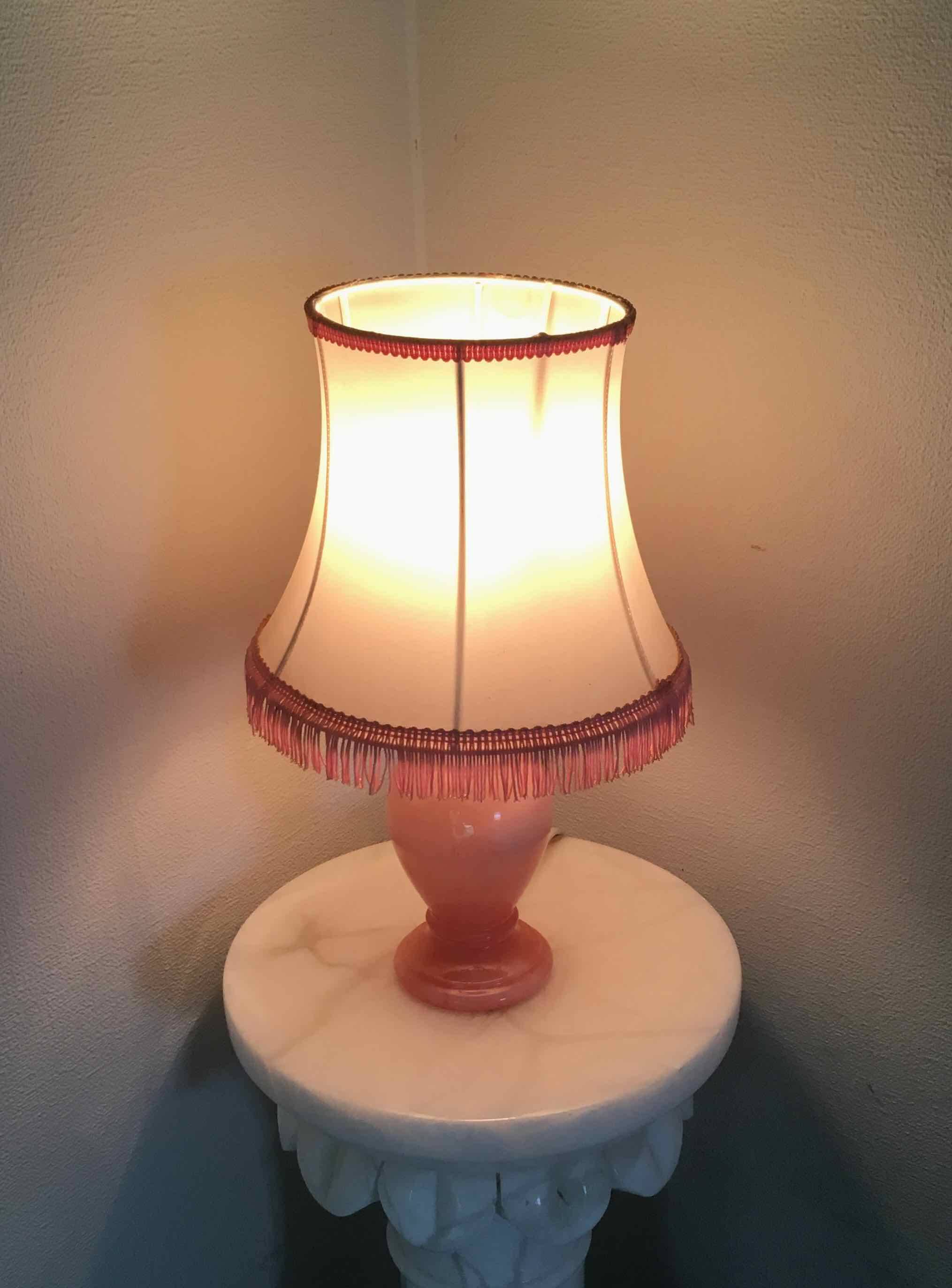 Vintage pink alabaster bedside lamp