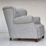 1950s, Danish relax chair by Fritz Hansen, model 1518, grey furniture wool.