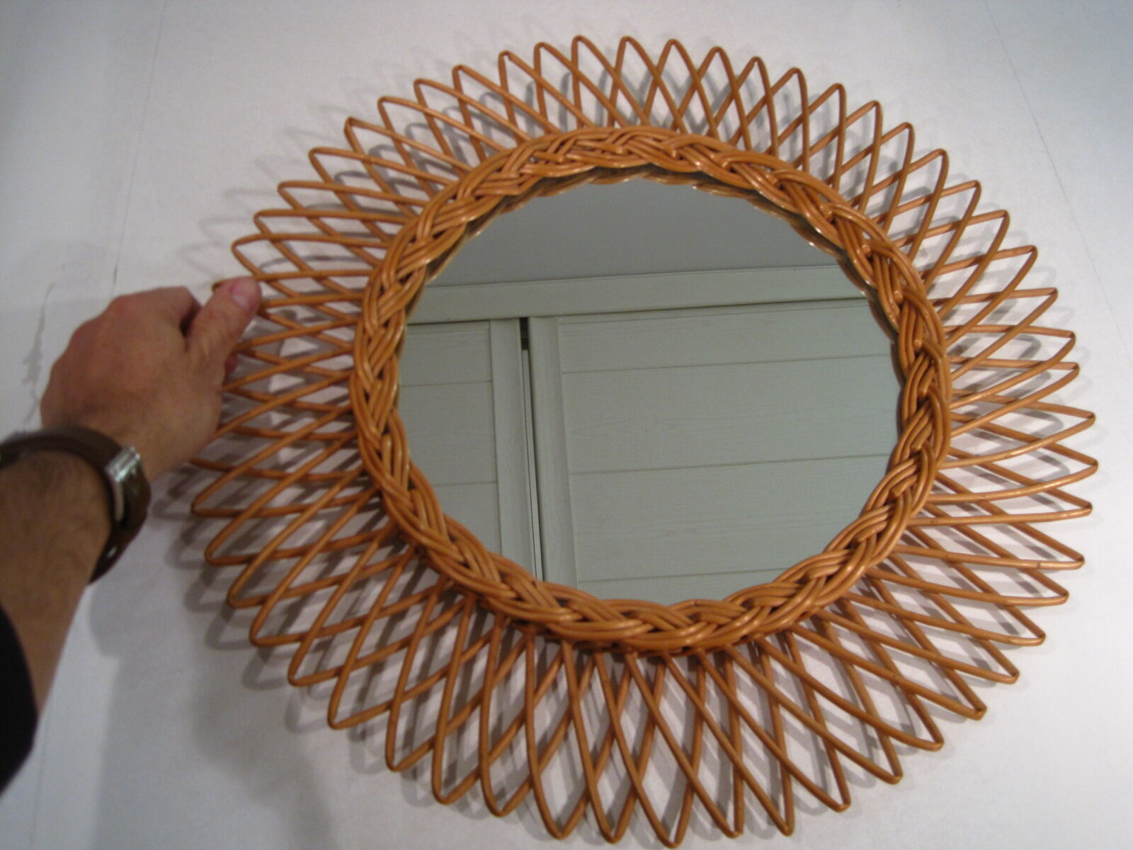 Vintage Sun Mirror in rattan 1960s - 44cm