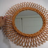 Vintage Sun Mirror in rattan 1960s - 44cm