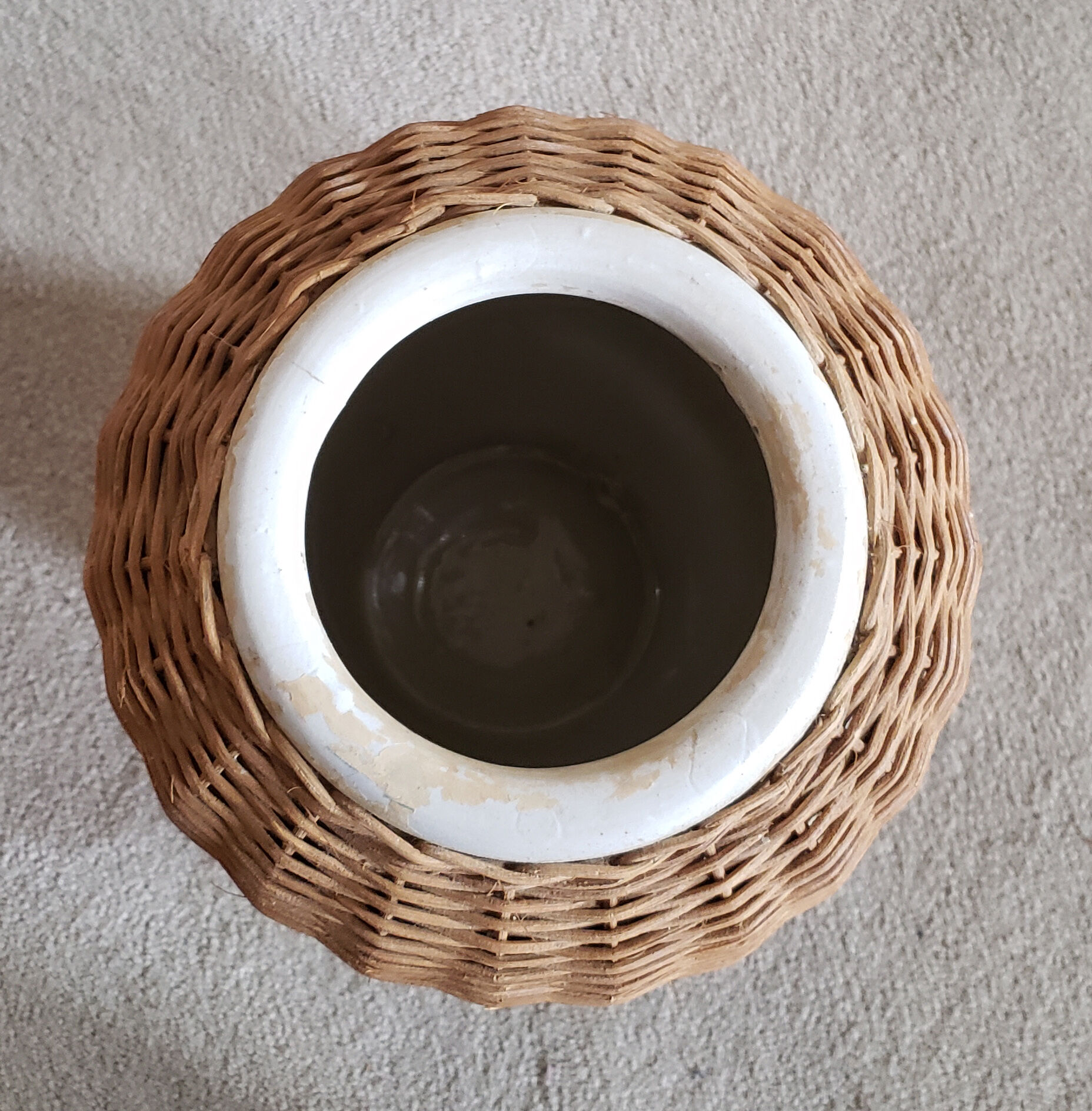 Sandstone and rattan vase