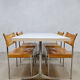 Vintage Dutch design chrome dining set leather chairs 'Minimalism'