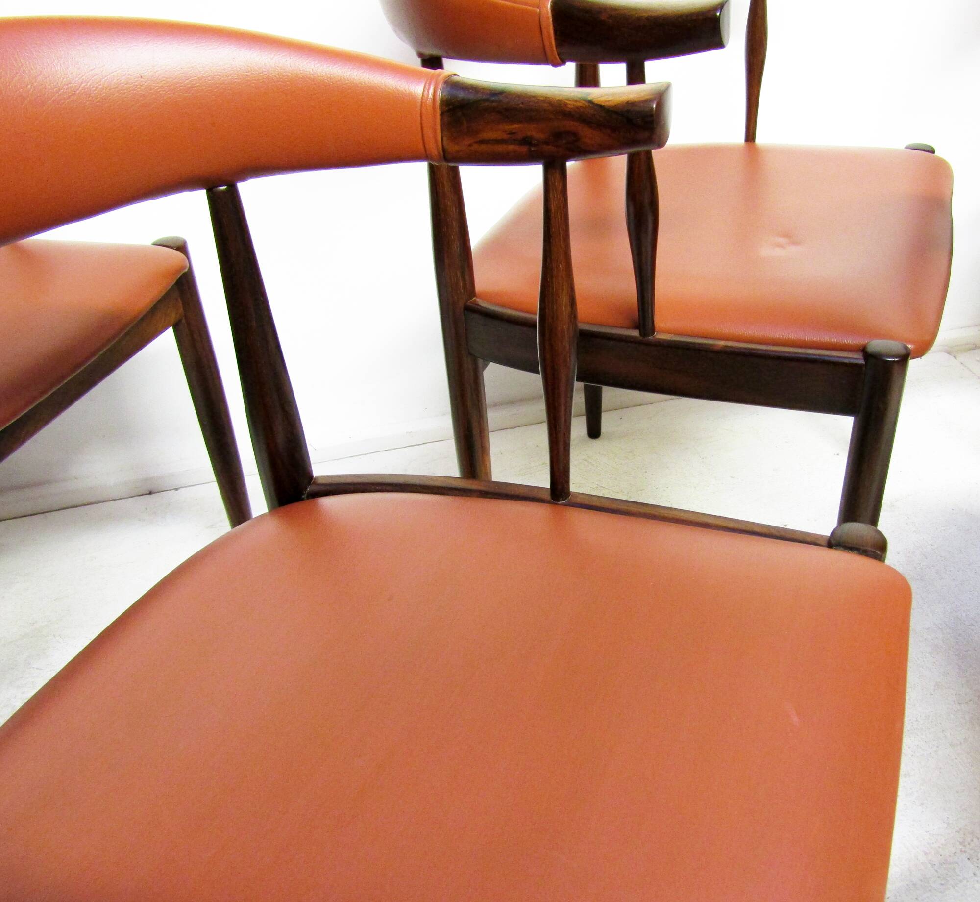 Eight Danish Cow Horn "Model 12" Chairs in Rosewood by Johannes Andersen