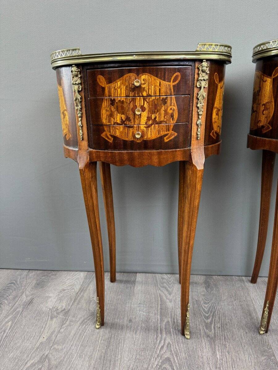Pair of Louis XV Style Bedside Tables, Late 19th Century