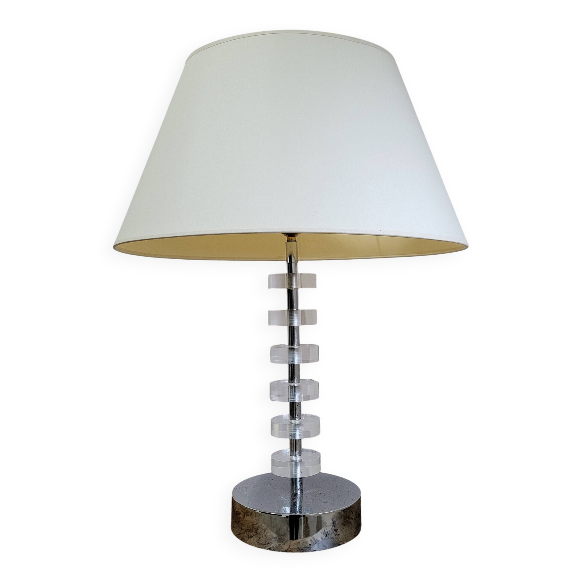 Lampe moderniste en plexiglas et chrome XXe