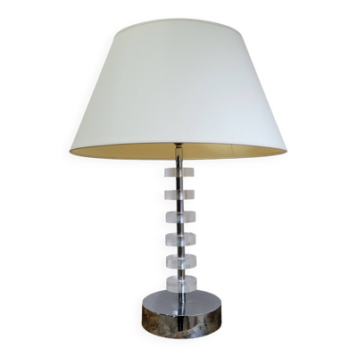 Lampe moderniste en plexiglas et chrome XXe