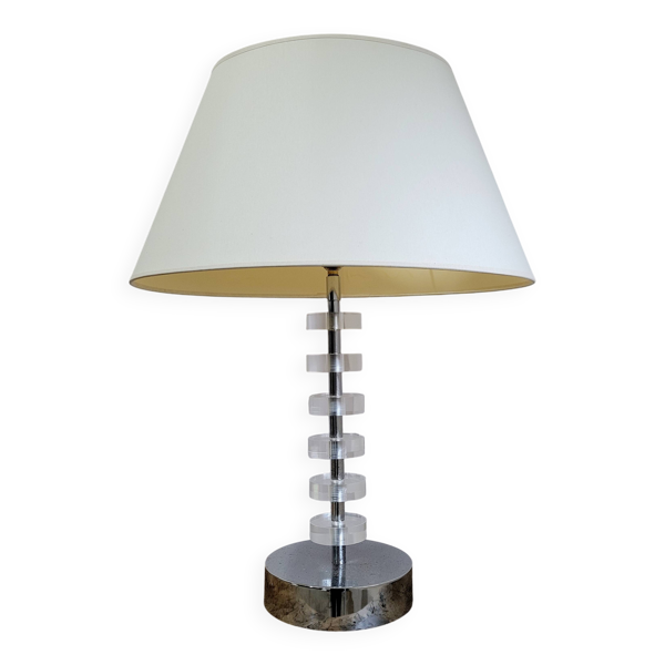 Lampe moderniste en plexiglas et chrome XXe