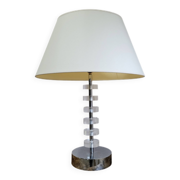 Lampe moderniste en plexiglas et chrome XXe