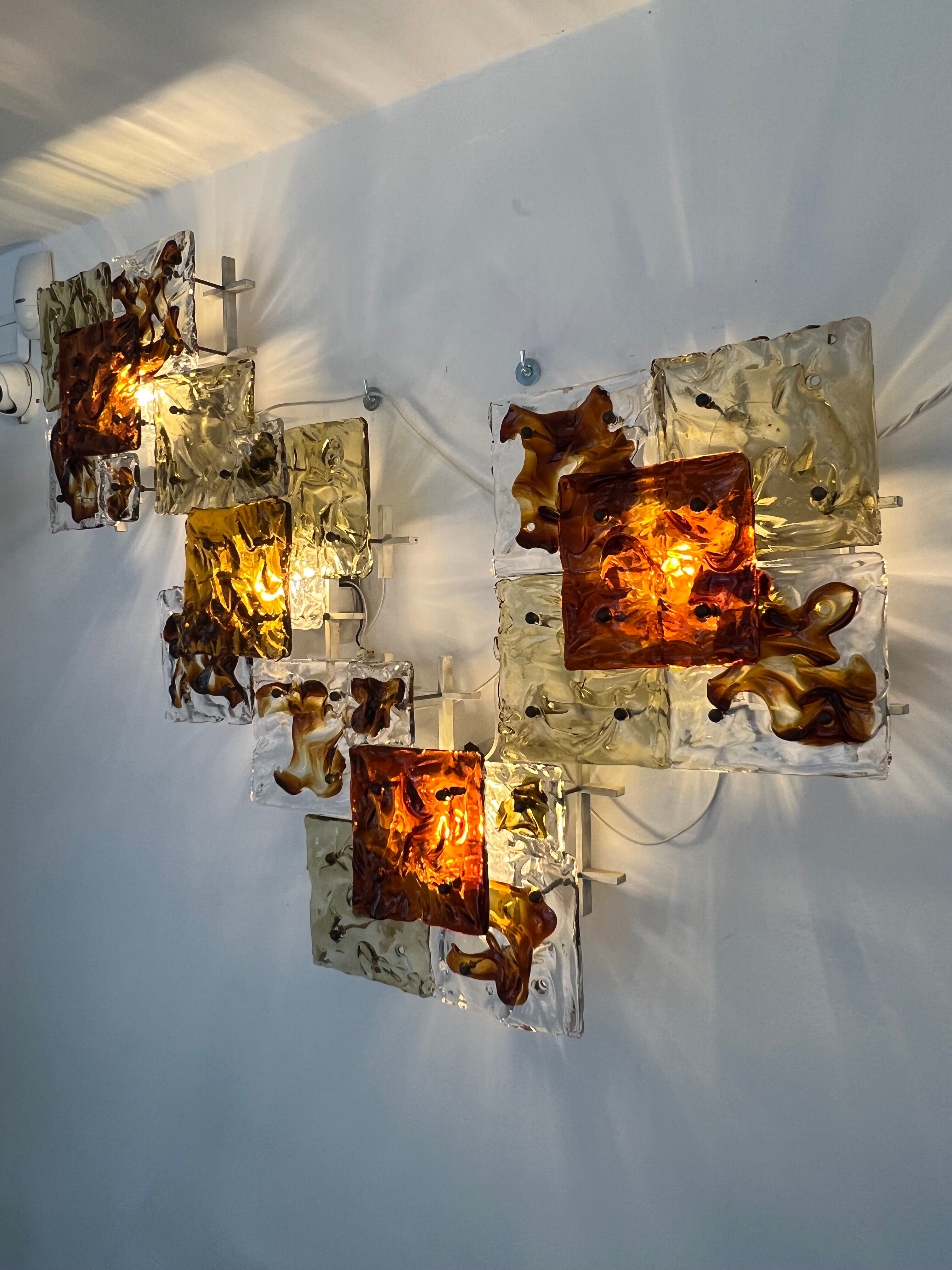 Modernist Venini Patchwork Hand Blown Panel by Toni Zuccheri from 70s