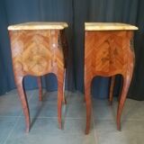 Pair of Louis XV style bedside tables in marquetry