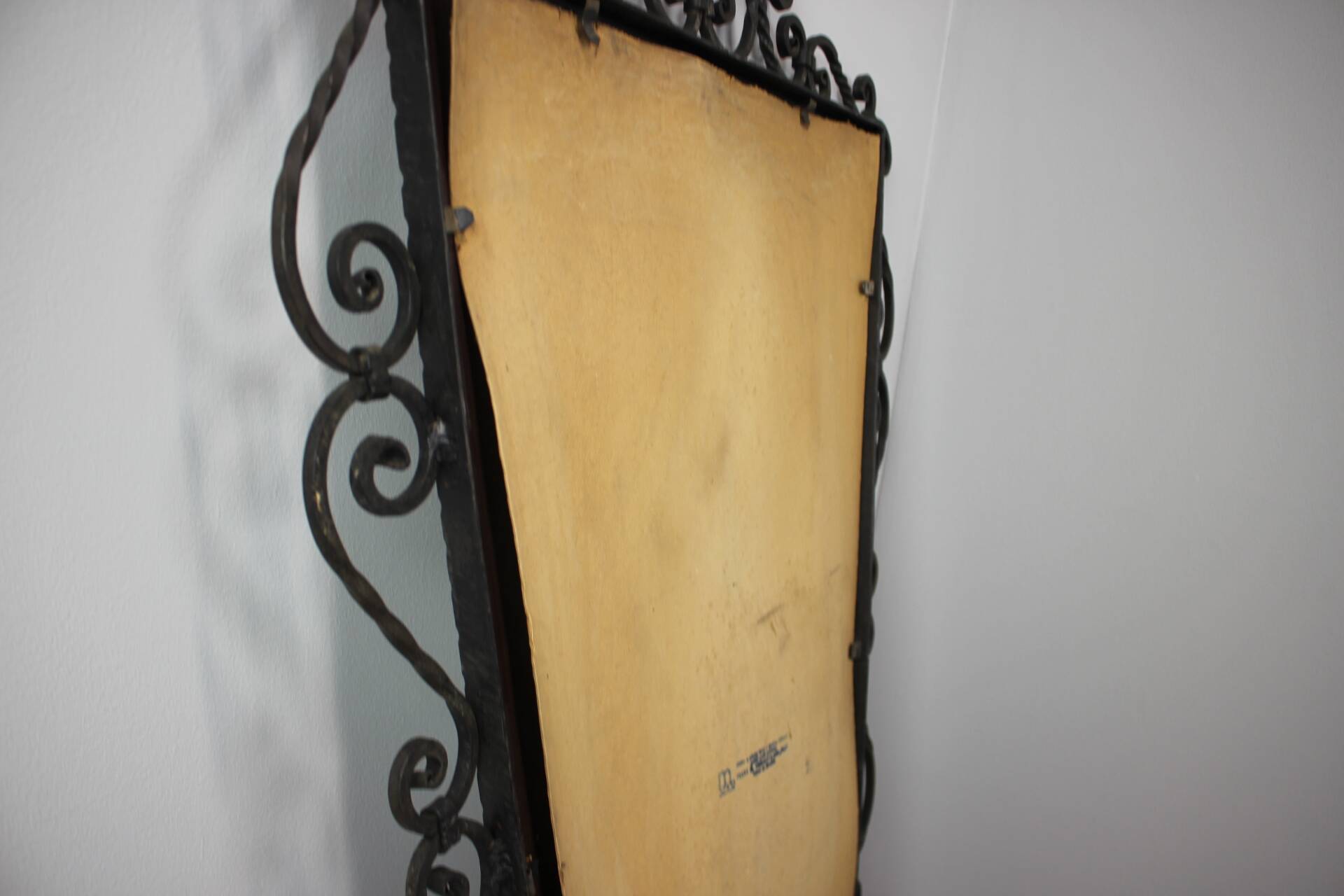 Ornamental wrought iron mirror MOKO Prague, Czechoslovakia, mid-20th century