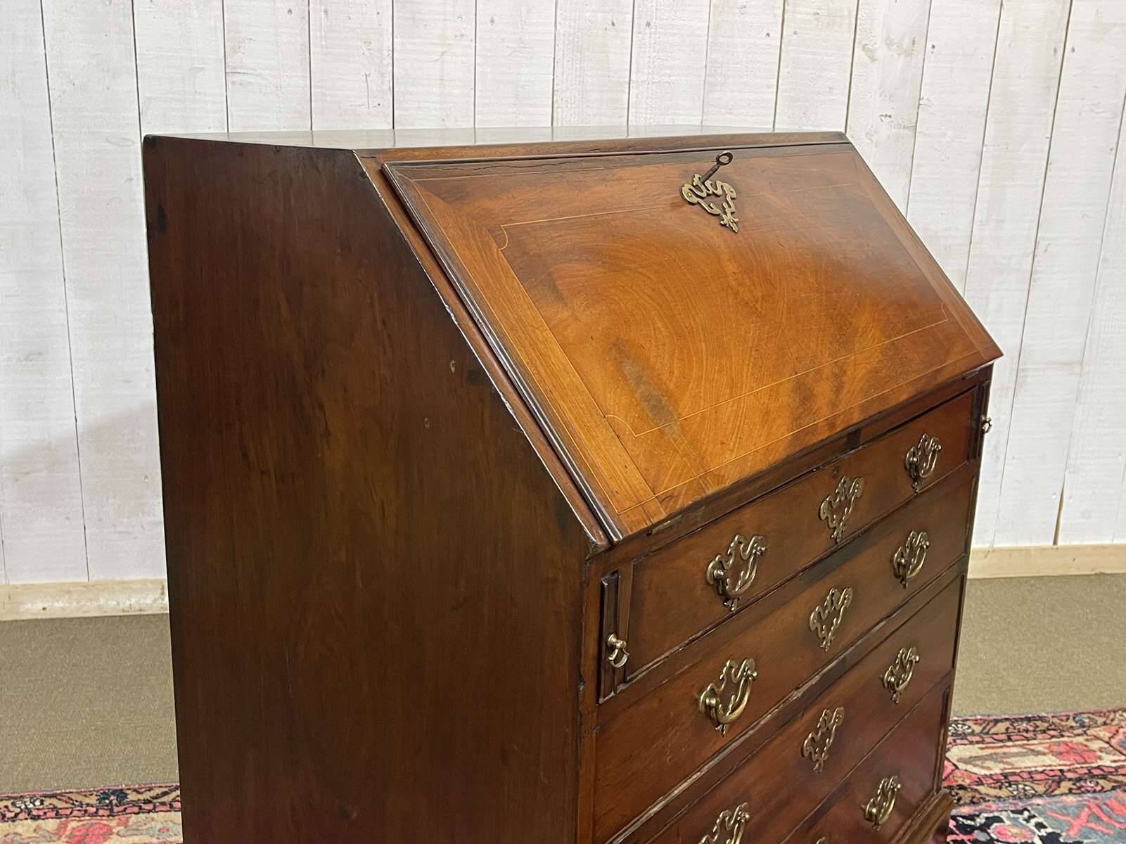 English Georgian donkey desk from the 19th century, mahogany and oak.