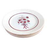 1900s 5 flat plates Badonviller Fenal decor Francine