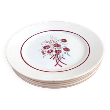 1900s 5 flat plates Badonviller Fenal decor Francine