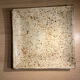 Vintage signed square ceramic plate – speckled cream enamel – 22