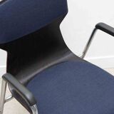 Eromes ant ebony and chrome chair with armrests and cushion