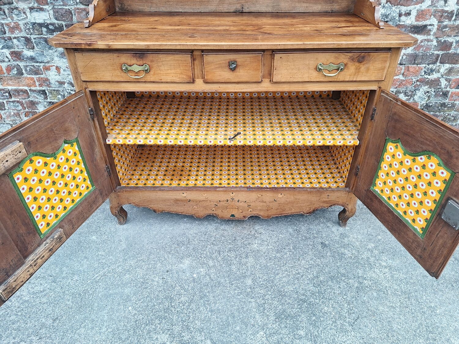 Antique sideboard, solid wood farmhouse furniture.