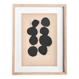 Collage on book page - abstract painting B129 black signed Eawy