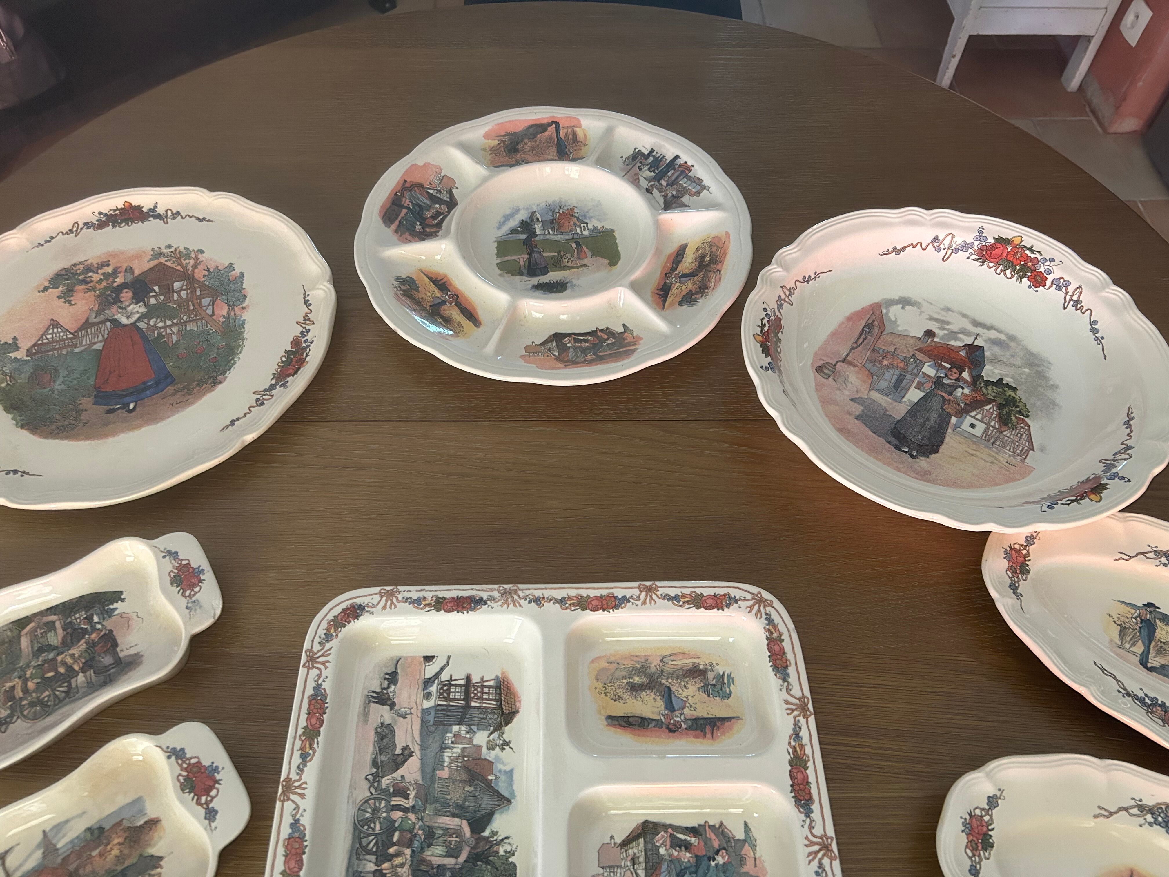 Dish set Sarreguemines Henri Loux