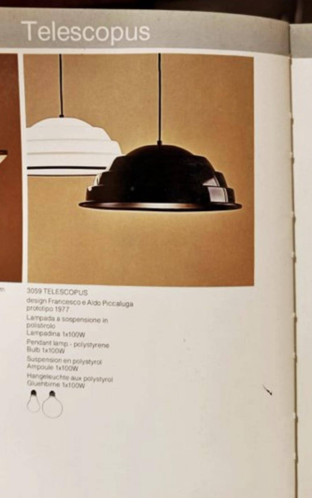 “Telescopus” pendant light by Francesco & Aldo Piccaluga for iGuzzini, 1977