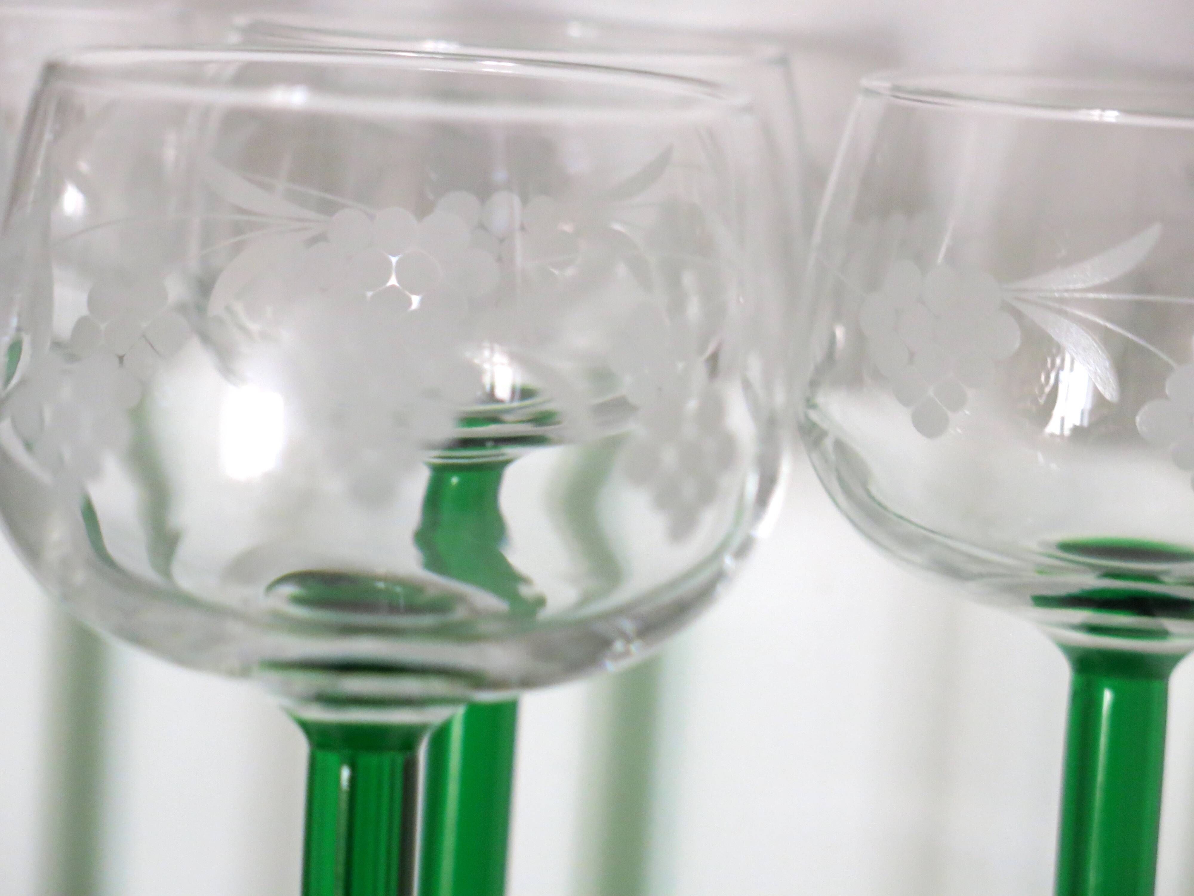 6 verres à vin d'Alsace sérigraphiés en très bon état