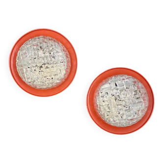 Pair of 70's wall lights in cut glass.