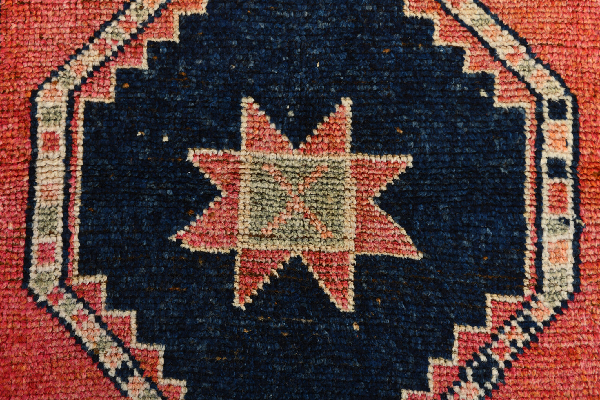 3x9 Somon Red & Dark Blue Hallway Runner Rug