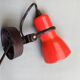 70's red lacquered metal wall spotlight