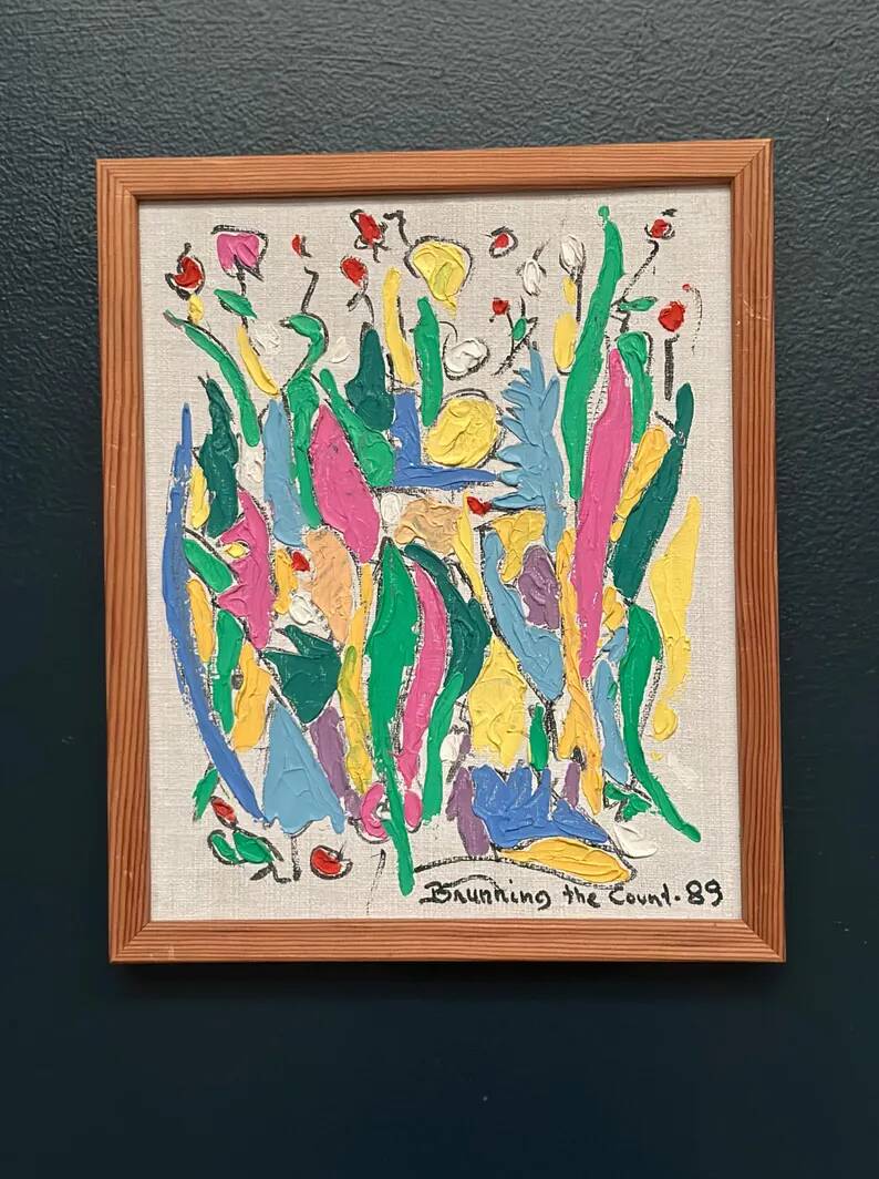 Original Swedish Oil on Canvas – “Brunning the Count ” by Leif Brünning – Dated 1989 – Vintage & Framed