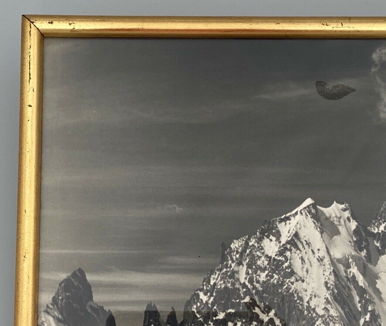 Old artistic photo in black and white Mountain Golden frame