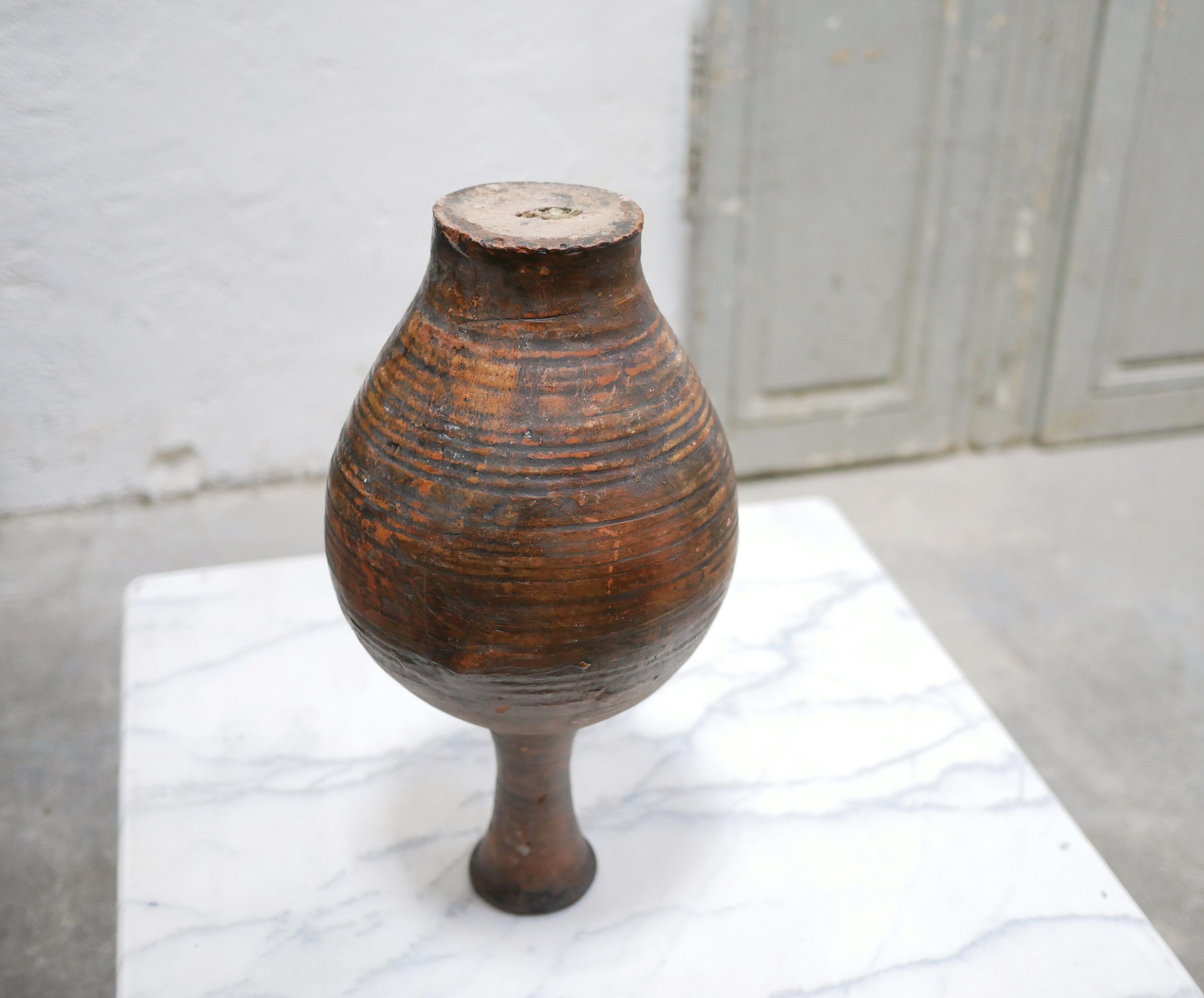 Vintage glazed terracotta jar