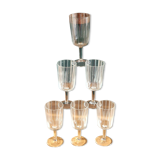 Set of 6 glasses on foot wine or liqueur decoration engraved features art deco