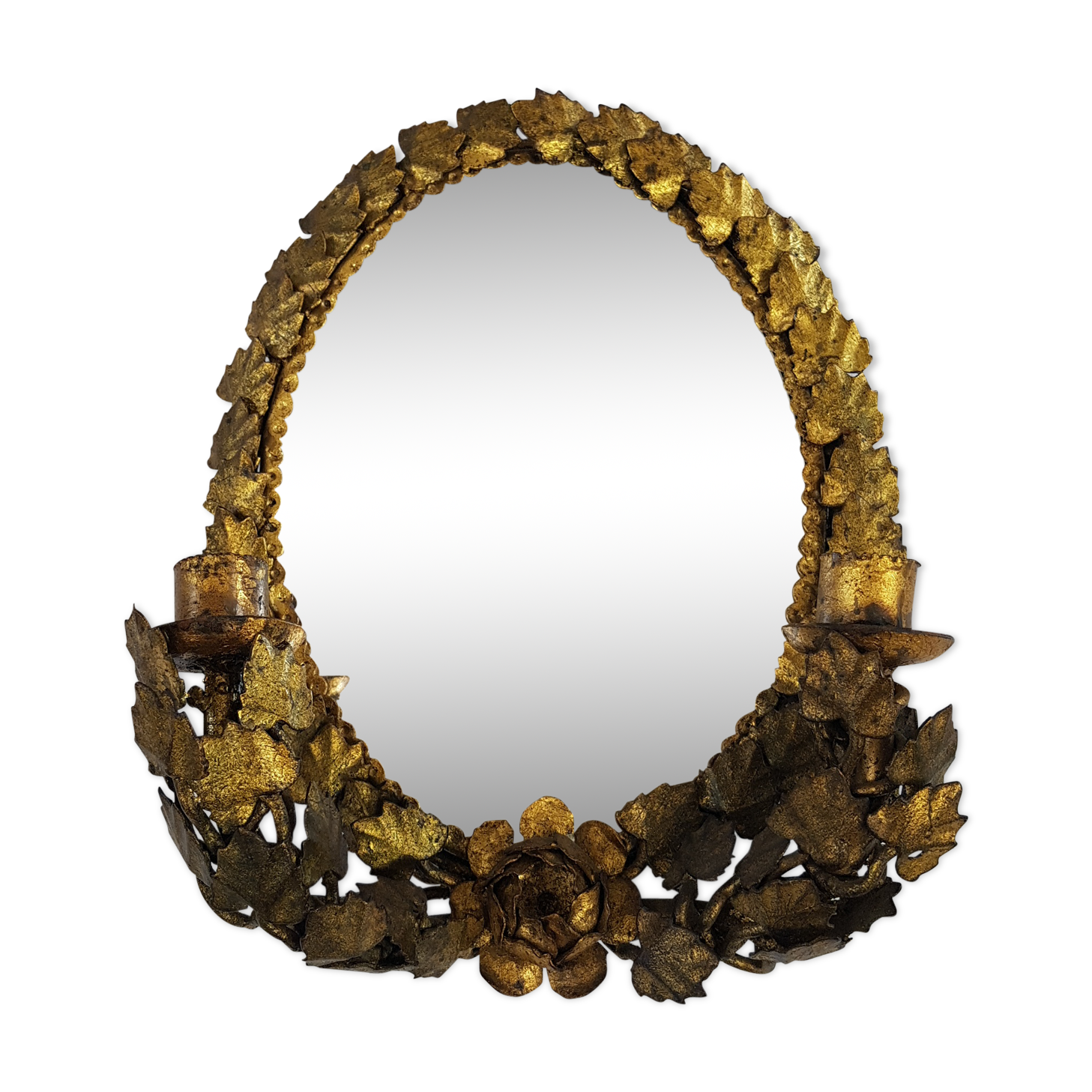 Golden italian candleholder mirror 23x30cm