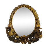 Miroir bougeoir italien doré 23x30cm