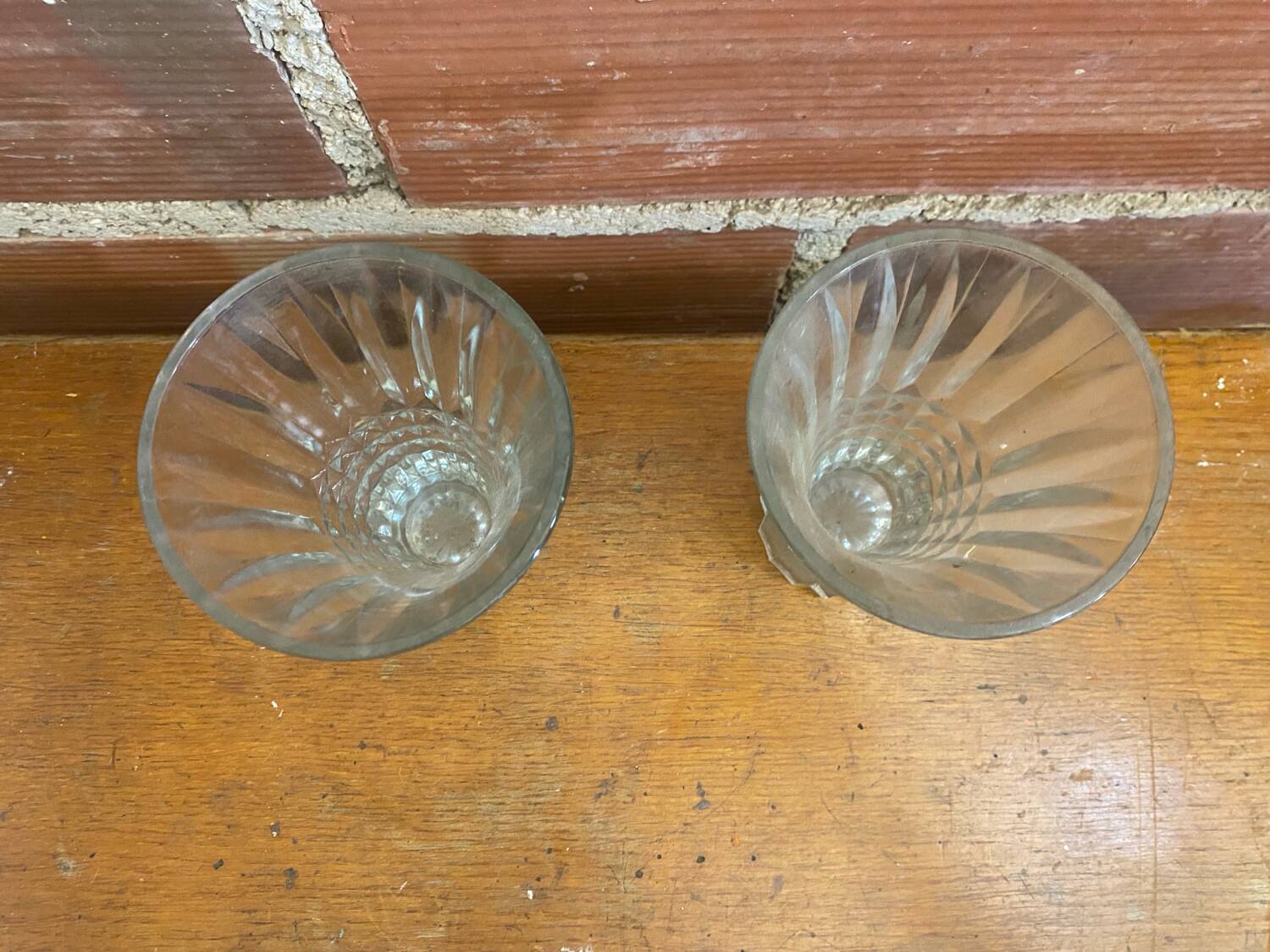 Pair Antique Clear Molded Vase Vintage Decoration #C596