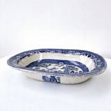 Old Rectangular Hollow Dish In English Earthenware 19th Chinese Decor Blue Willow