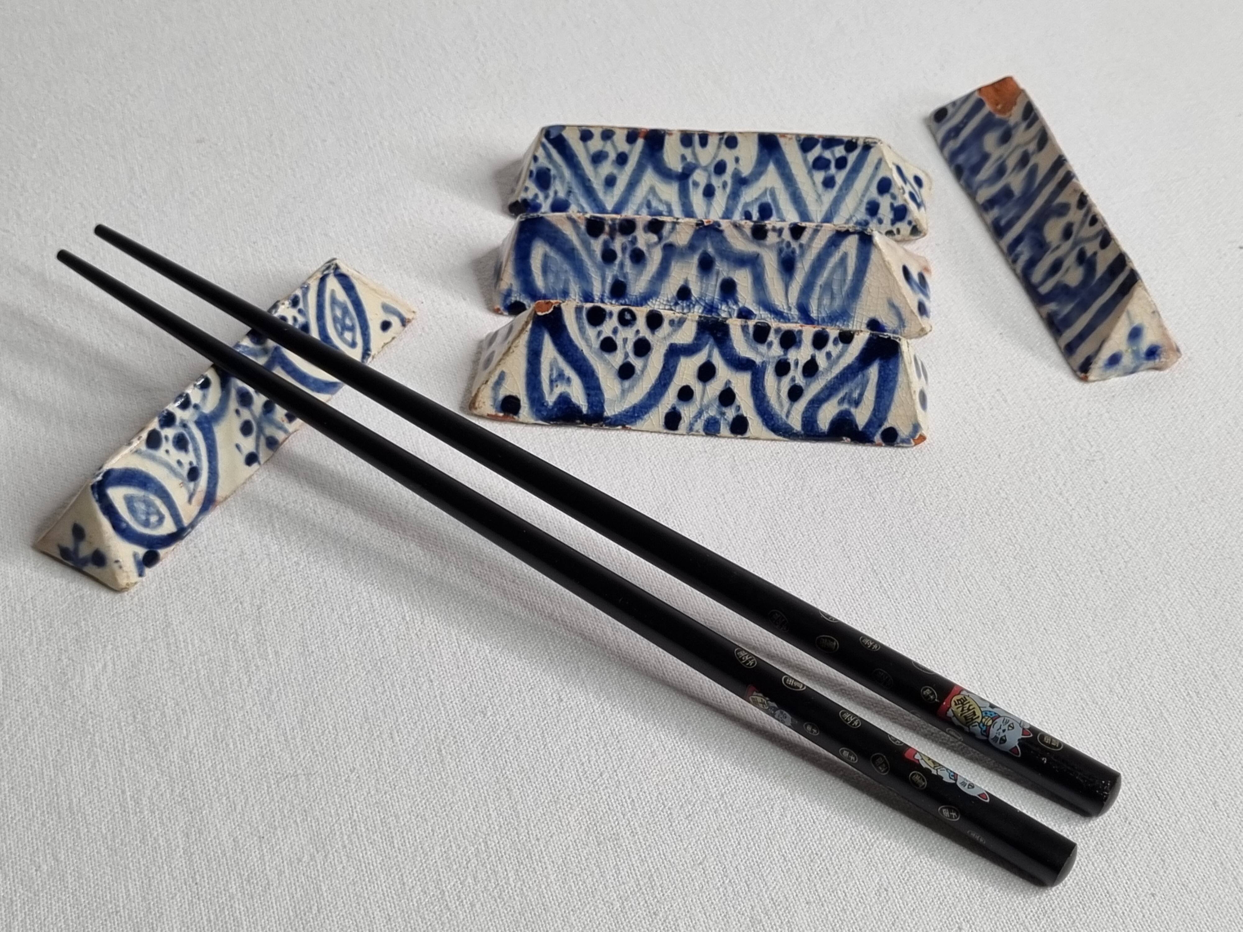 Set of 5 old enameled ceramic knife holders, Moroccan craftsmanship, 9.5 cm