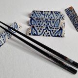 Set of 5 old enameled ceramic knife holders, Moroccan craftsmanship, 9.5 cm
